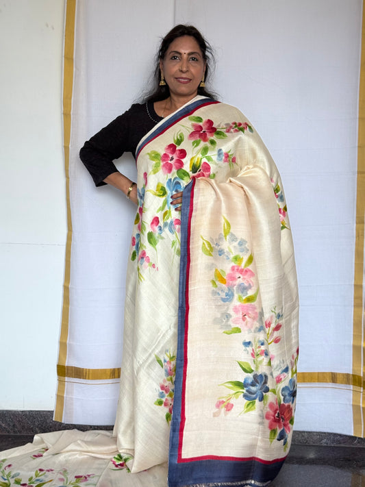 Murshidabad Silk saree - White