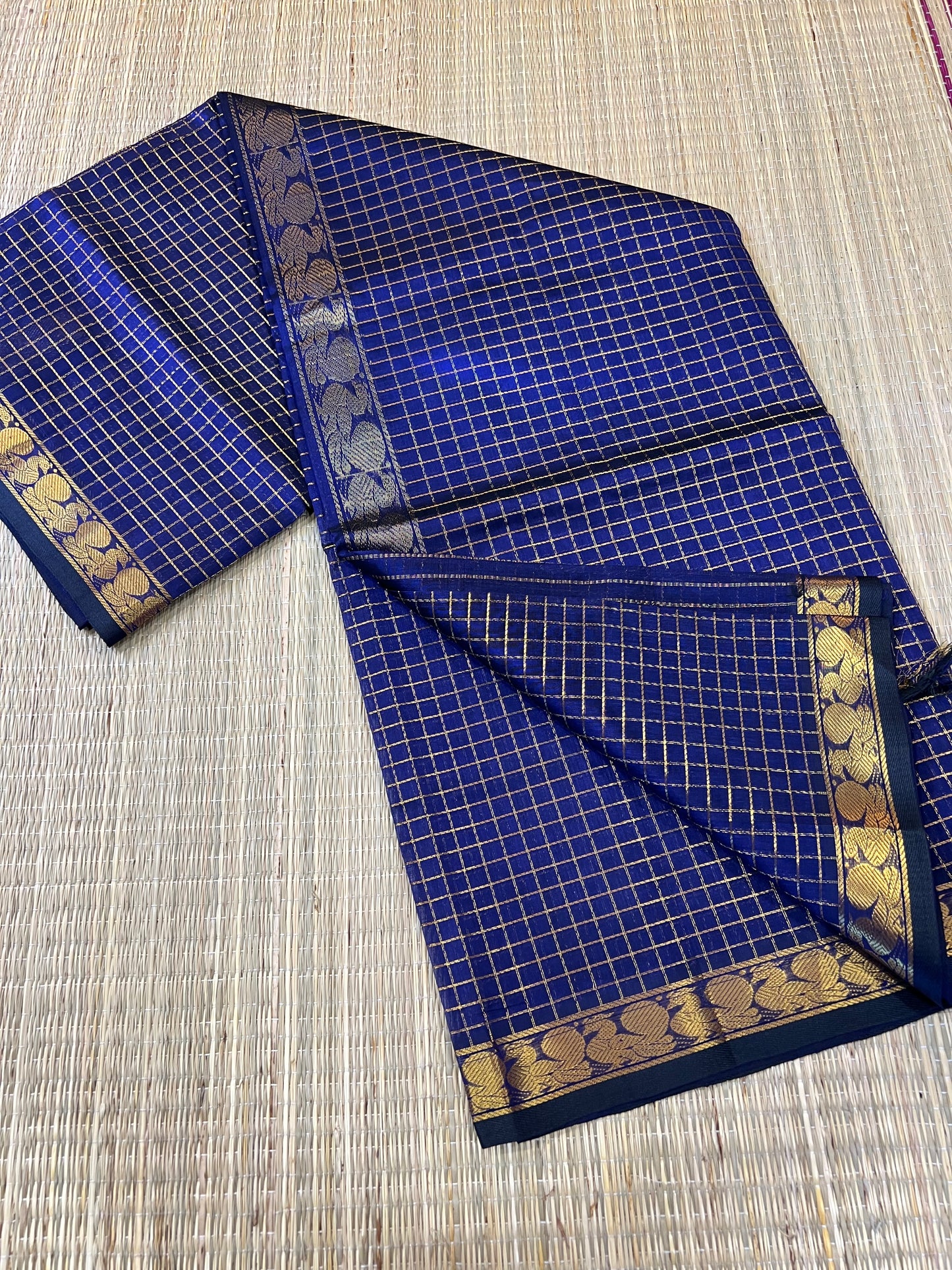 Blue kattam silk cotton saree