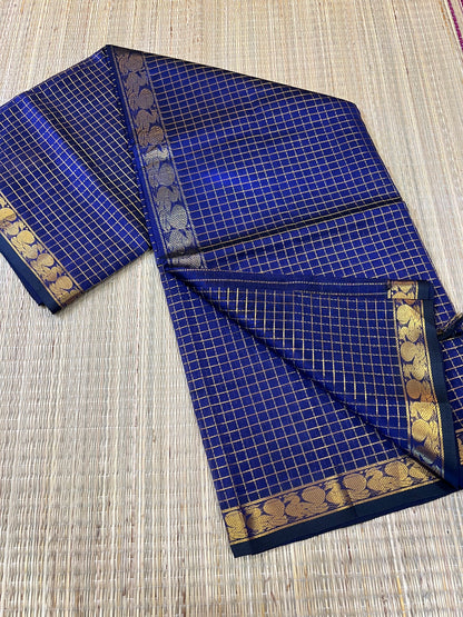 Blue kattam silk cotton saree
