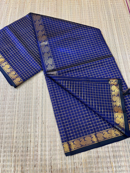 Blue kattam silk cotton saree