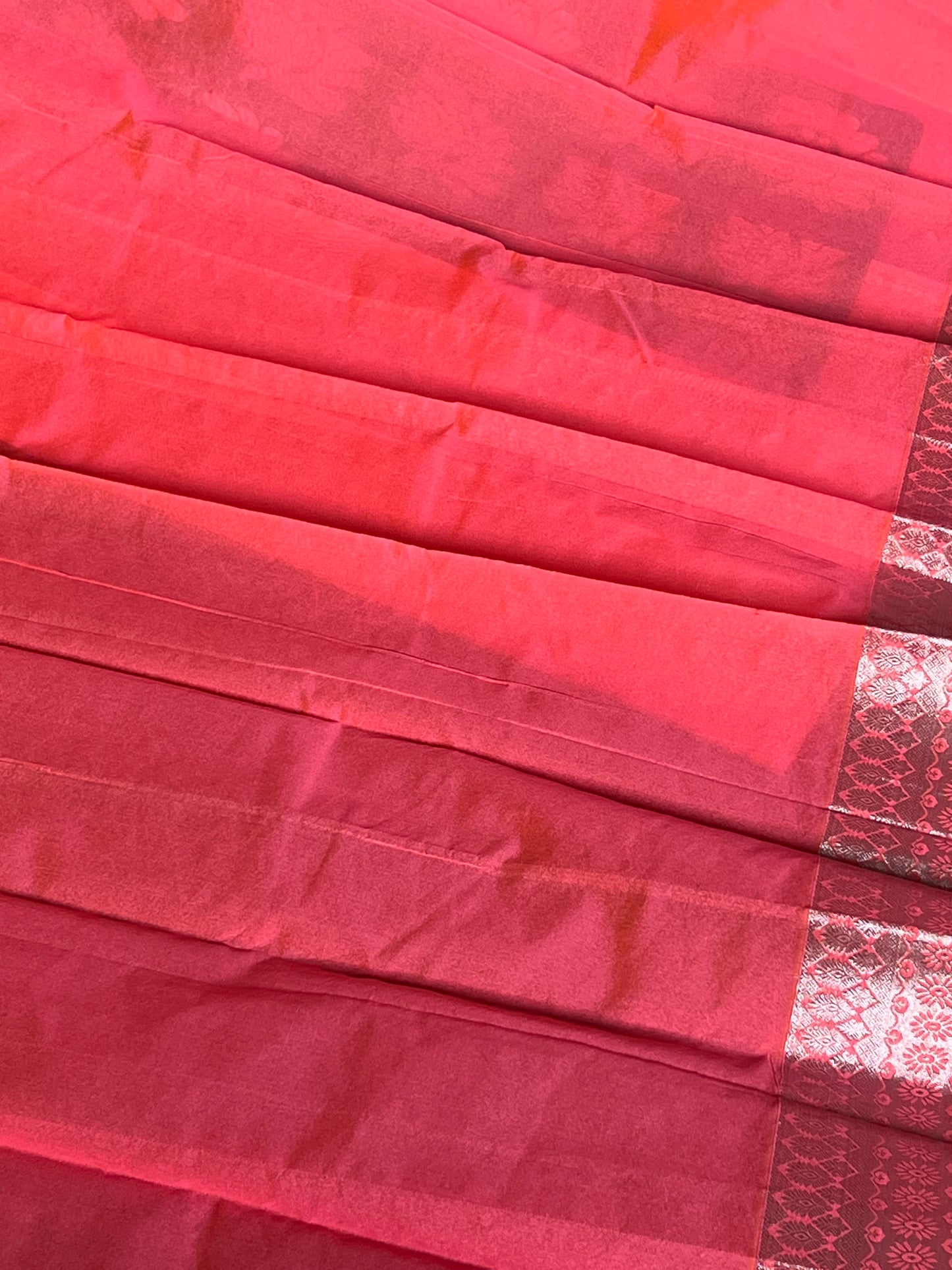 Hot pink semi silk cotton saree