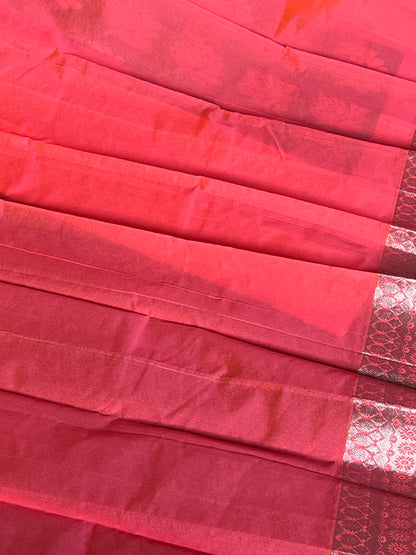Hot pink semi silk cotton saree