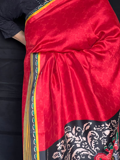 Red semi soft silk saree