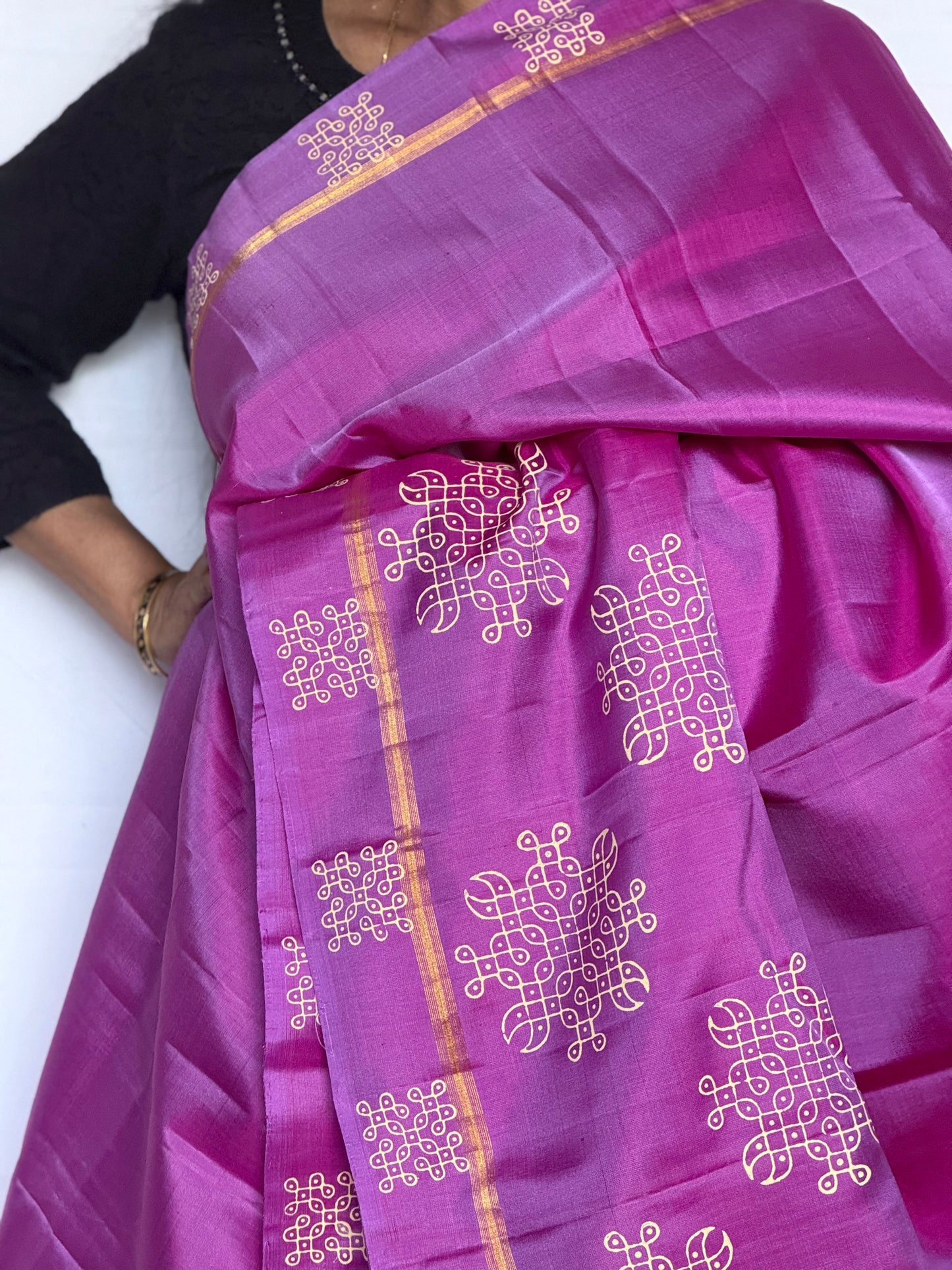 Soft Silk saree - Kolam block print