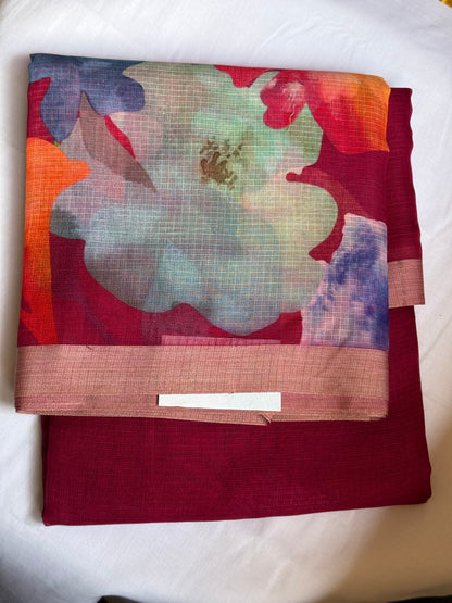 Floral printed kota cotton saree