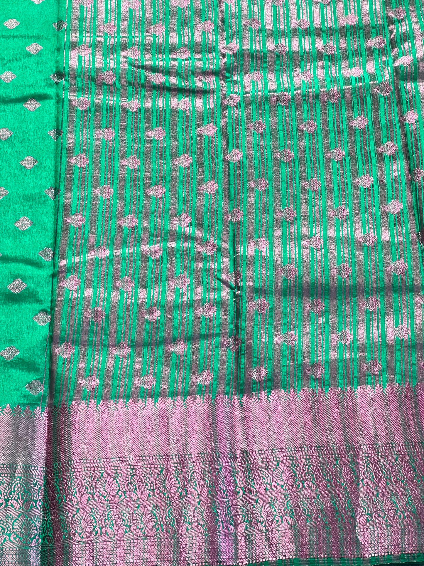 sage Green motif semi silk cotton saree
