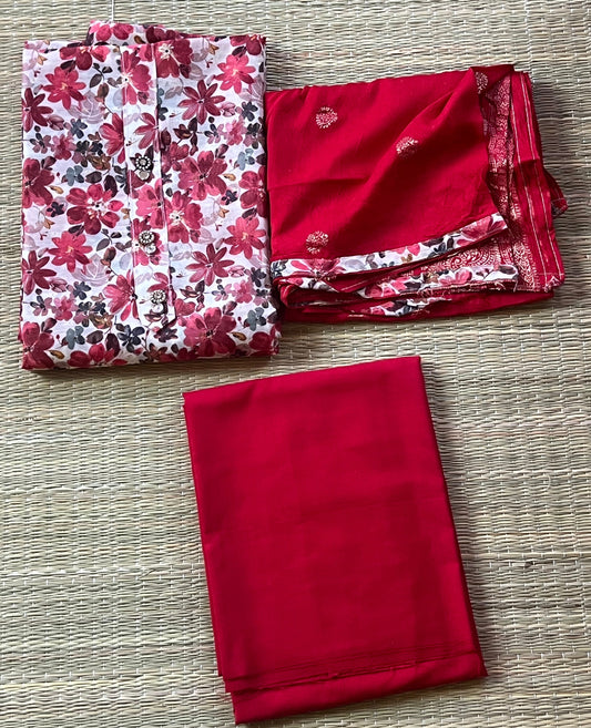 Red floral material set