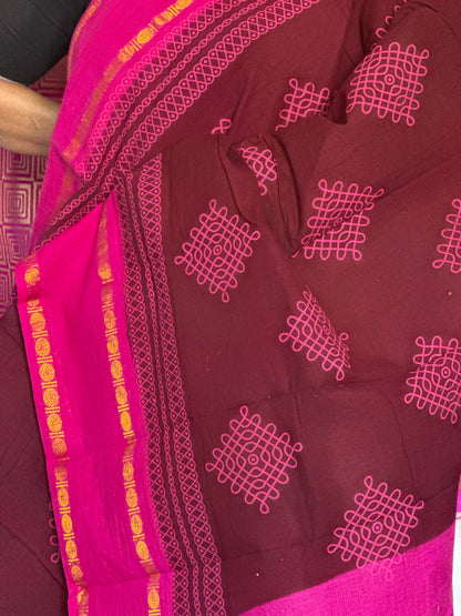 Pink sungudi saree