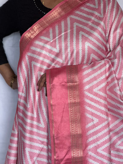 Semi Crepe Printed Saree – Peach