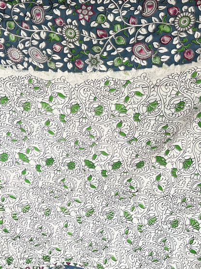 Grey cotton Kalamkari saree