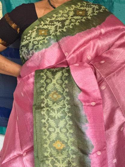 Tussar Silk with Jamdani Pallu and Border