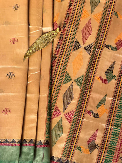 Thread work Silk Cotton saree - Beige