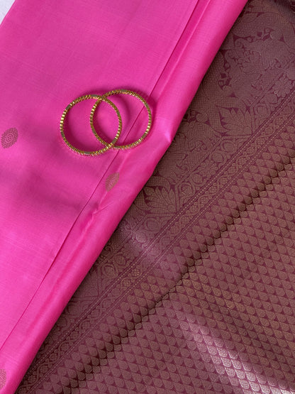 Bright Pink Pure Kanjivaram Silk