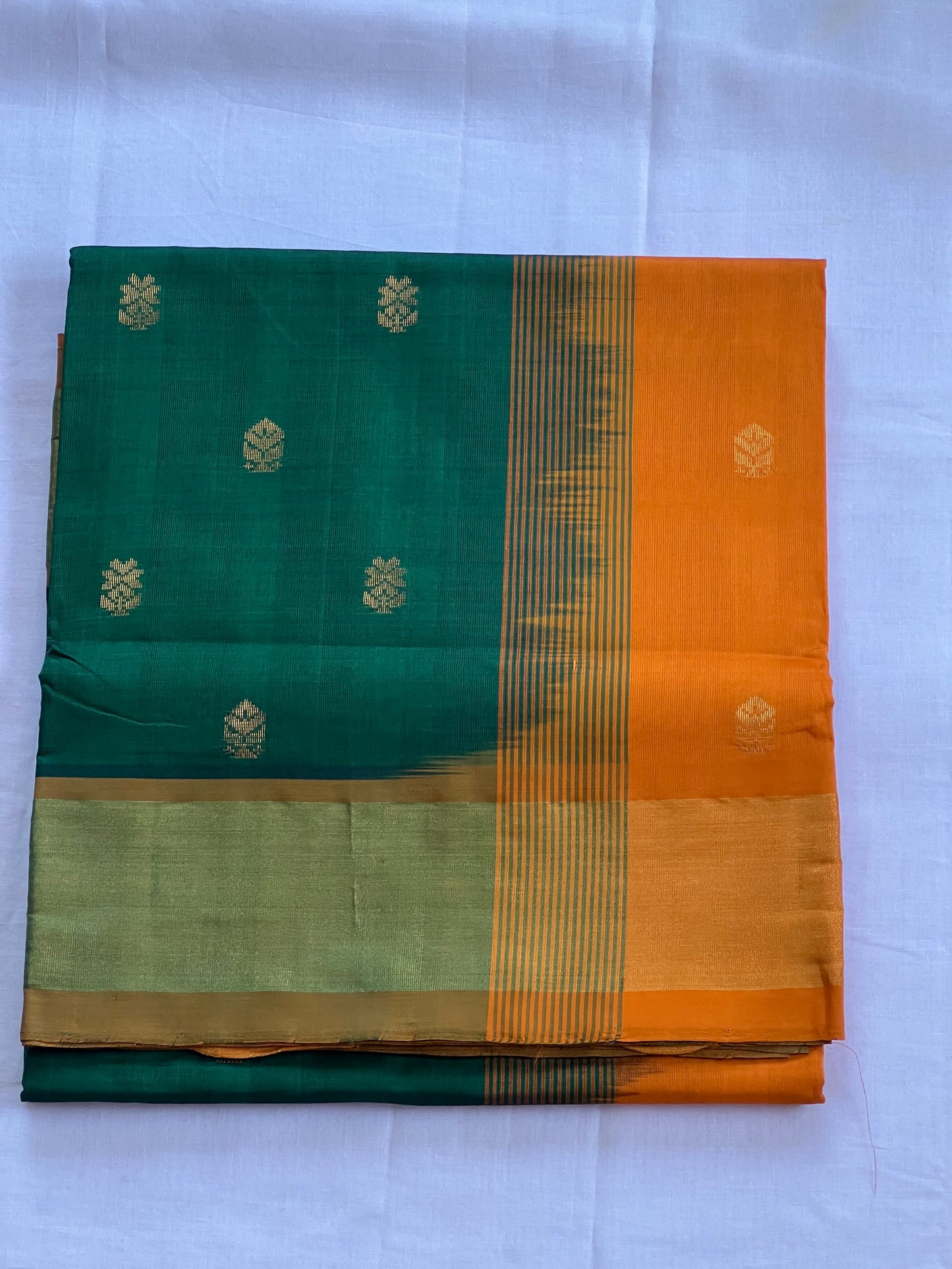 Bottle green semi silk cotton saree