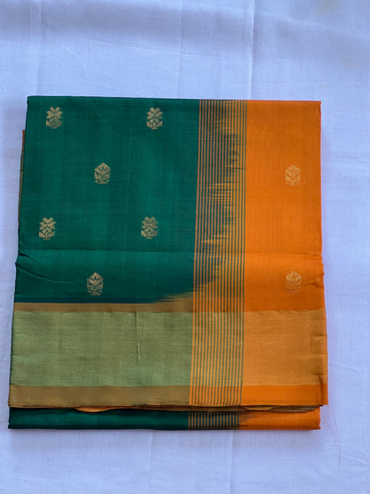 Bottle green semi silk cotton saree