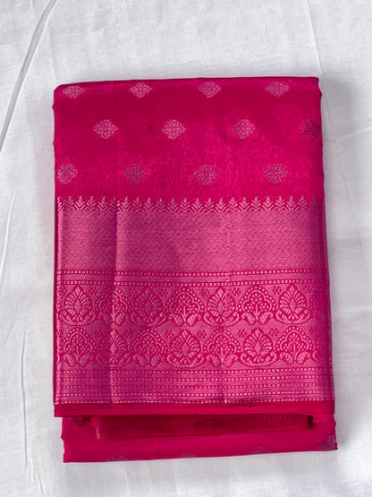 Magenta motif semi silk cotton saree
