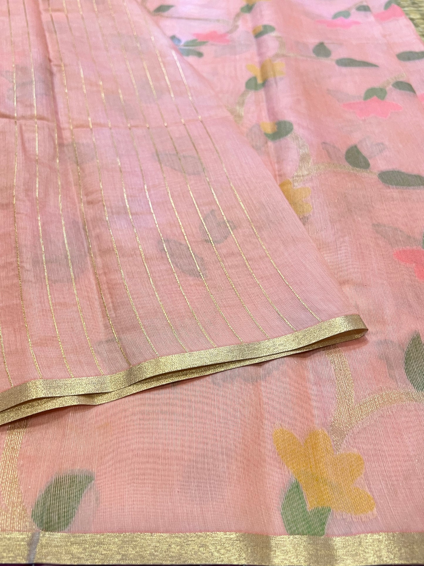 Blush pink semi matka silk saree