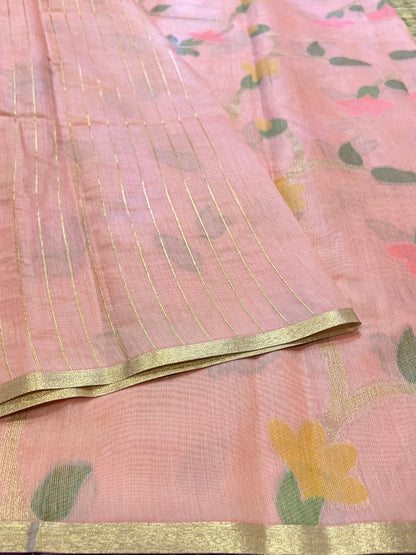 Blush pink semi matka silk saree