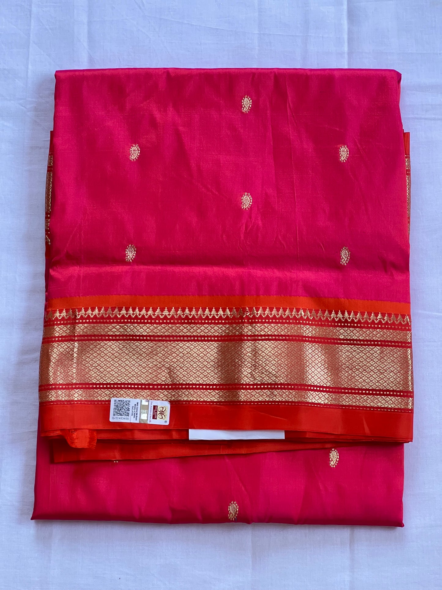 Orange & pink pure pythini silk saree