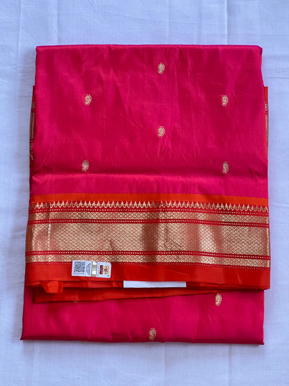 Orange & pink pure pythini silk saree