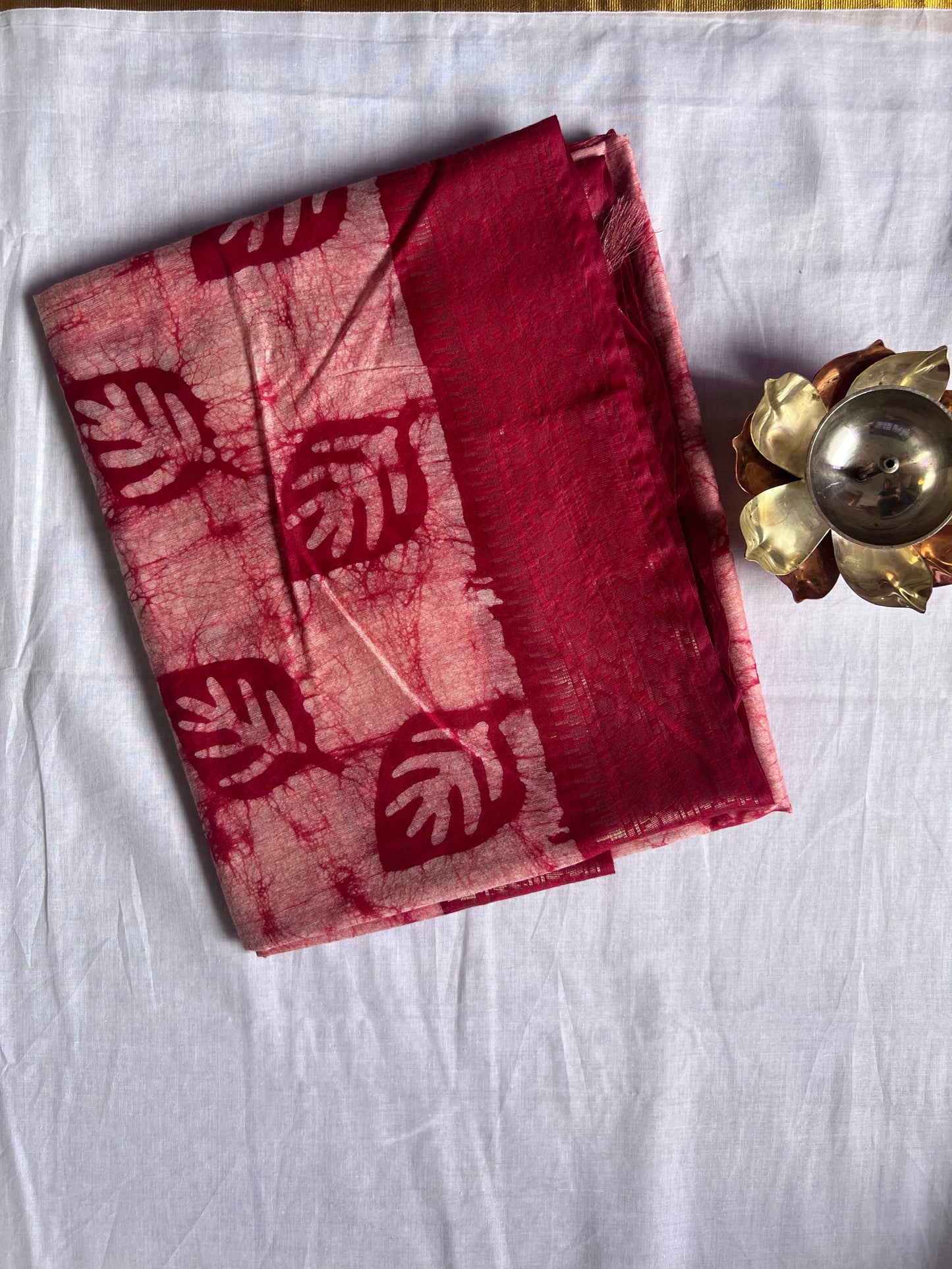 Red semi tussar silk saree