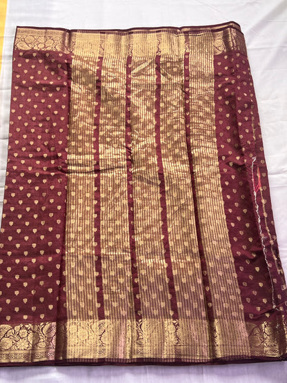 Deep Maroon semi silk cotton saree
