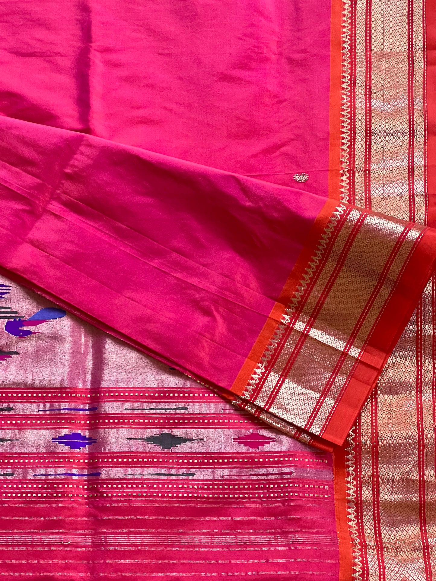 Orange & pink pure pythini silk saree
