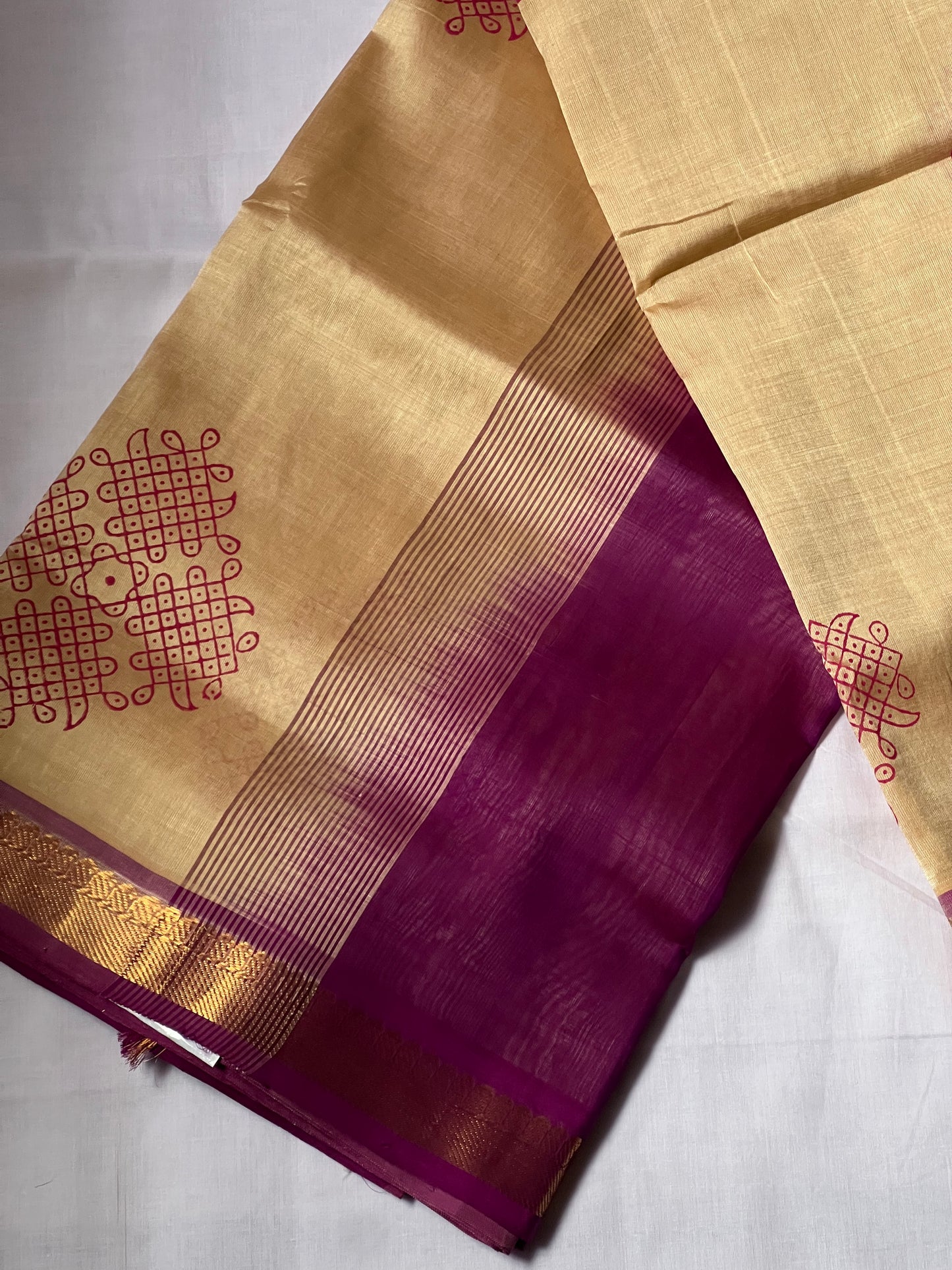 Cream Silk cotton Saree