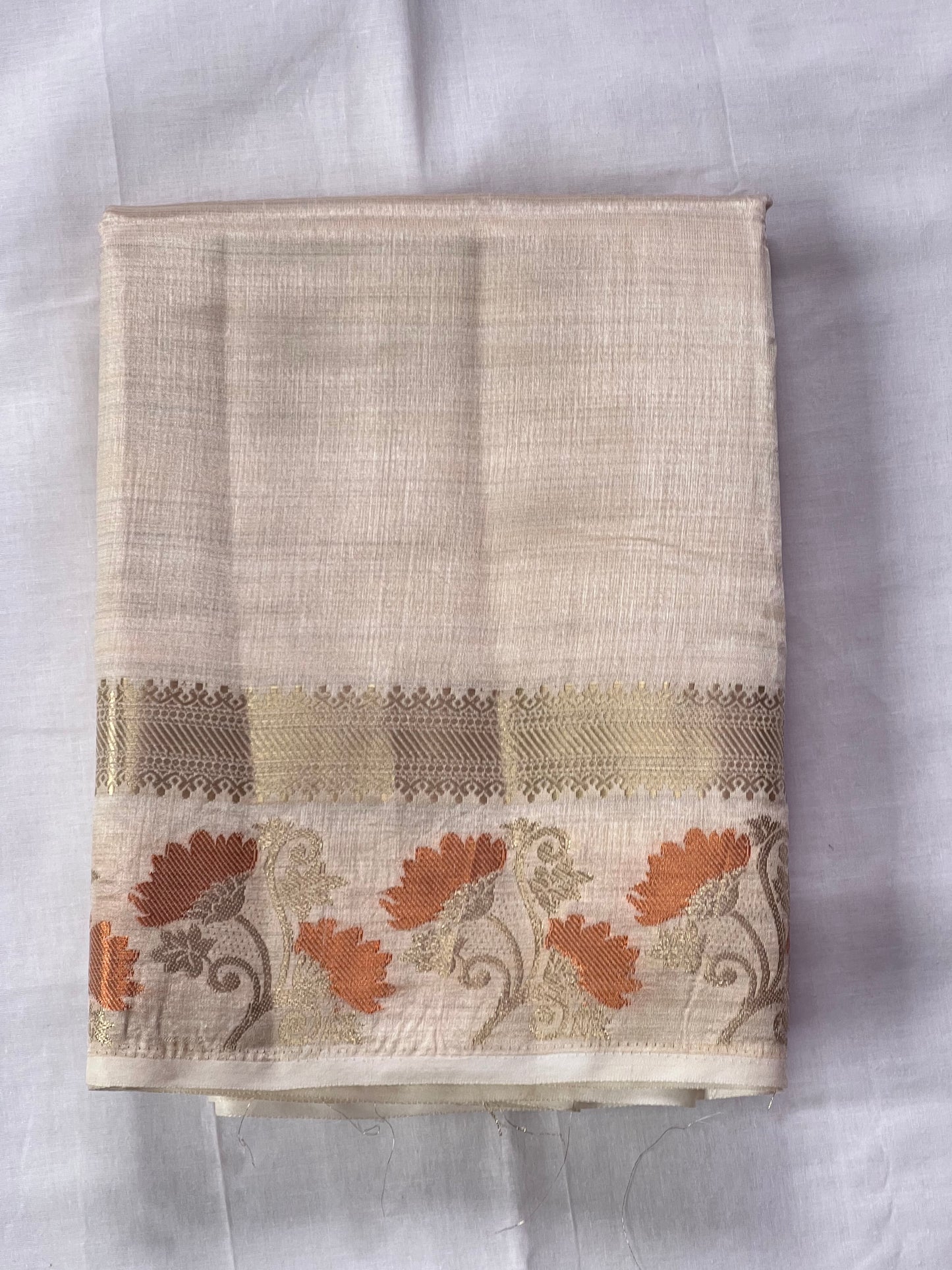 Half White semi silk cotton saree