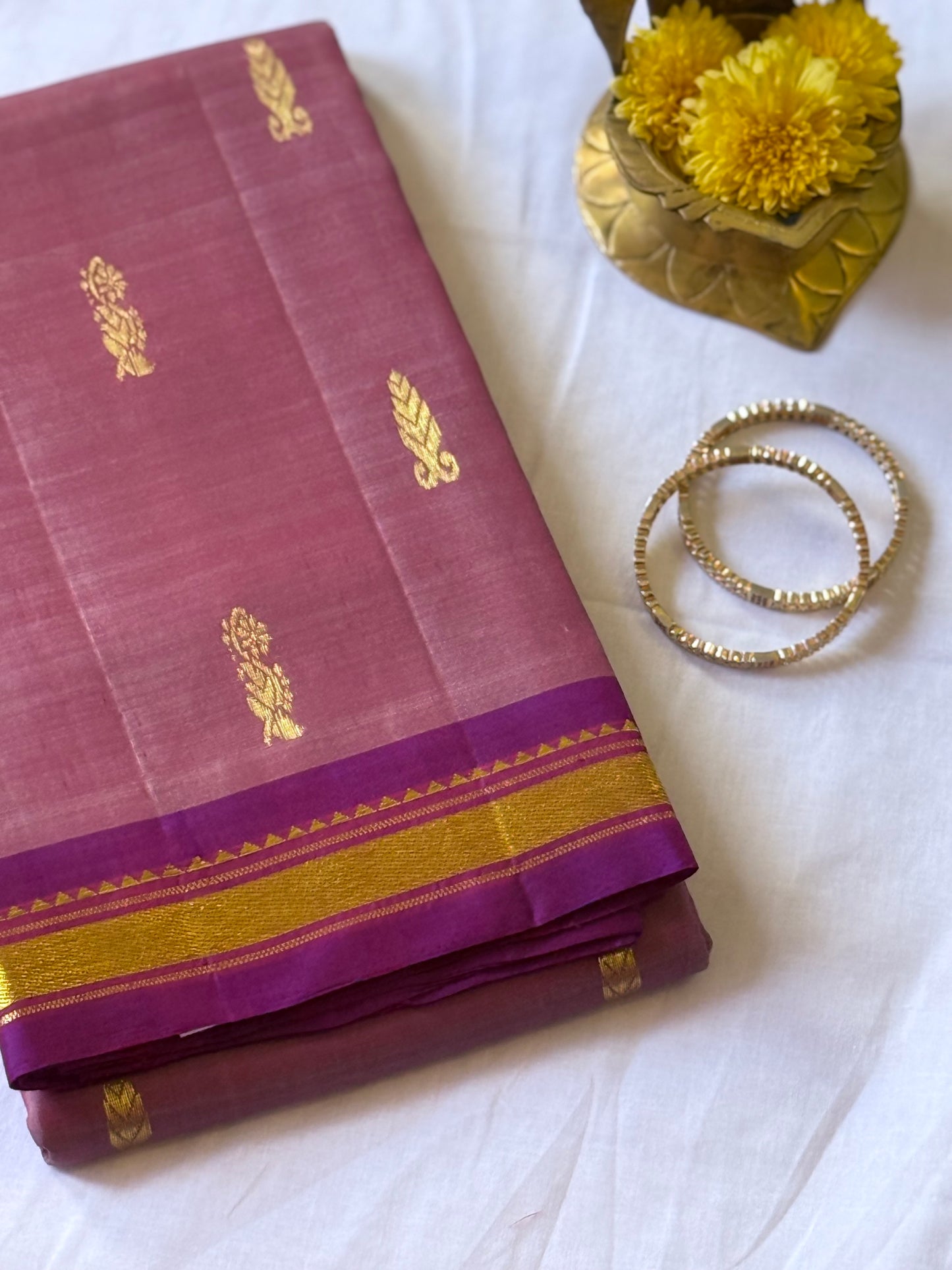 Onion Shade Pure Kanjivaram Silk Saree