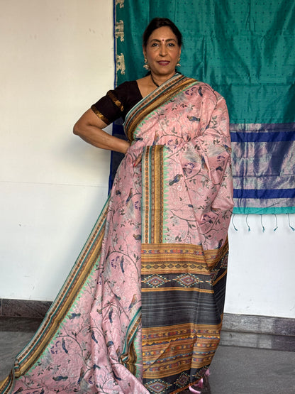Semi matka pink silk saree