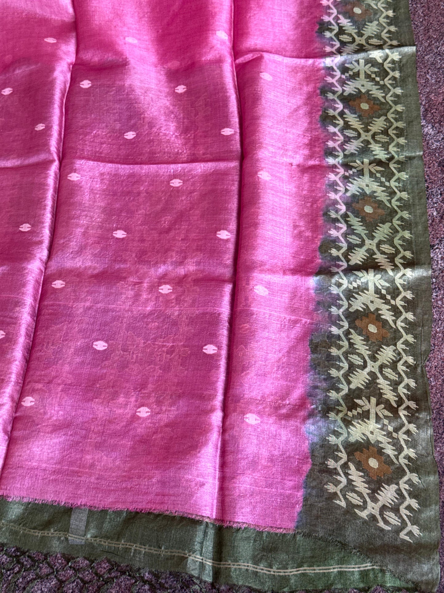 Tussar Silk with Jamdani Pallu and Border