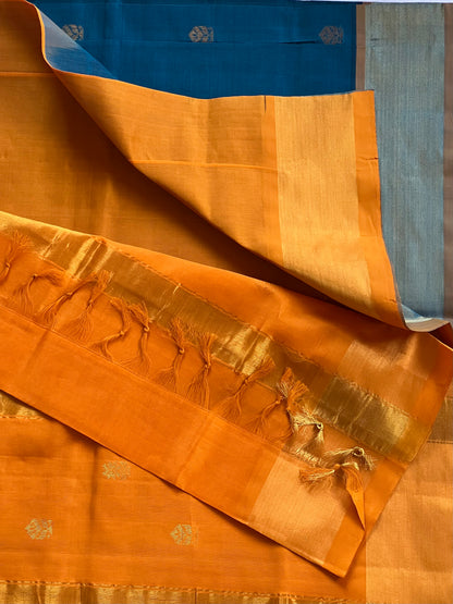 Ramar blue semi silk cotton saree