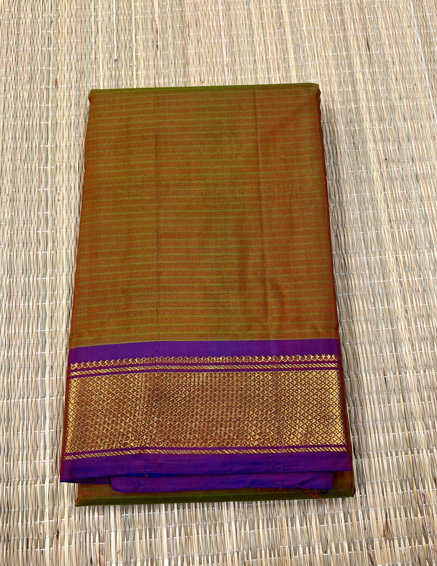 Brown & blue pure Kanchivaram silk saree