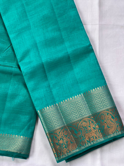 Aqua blue semi silk cotton saree
