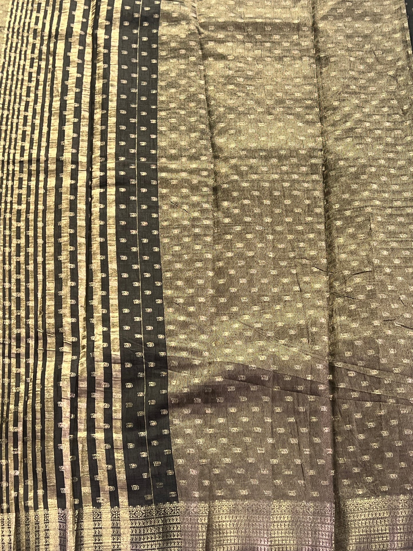Black festive semi silk cotton saree