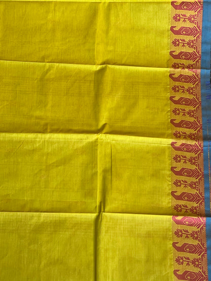 Citrus Green Chettinad cotton saree