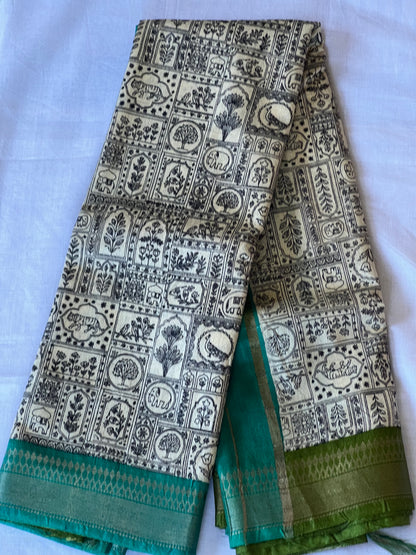 Teal Ganga Jamuna Tussar silk saree