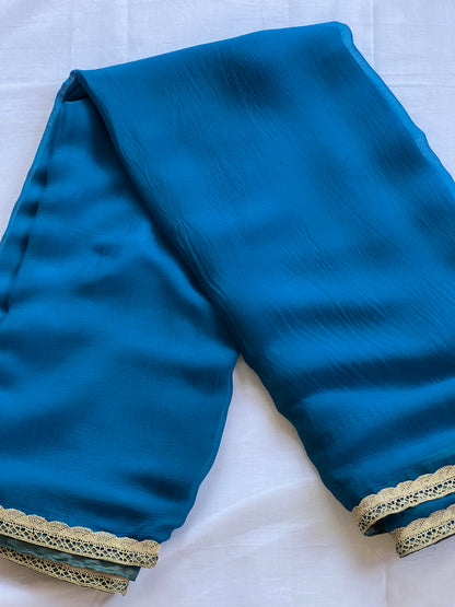 Blue pure chiffon saree