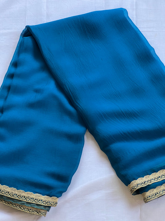 Blue pure chiffon saree
