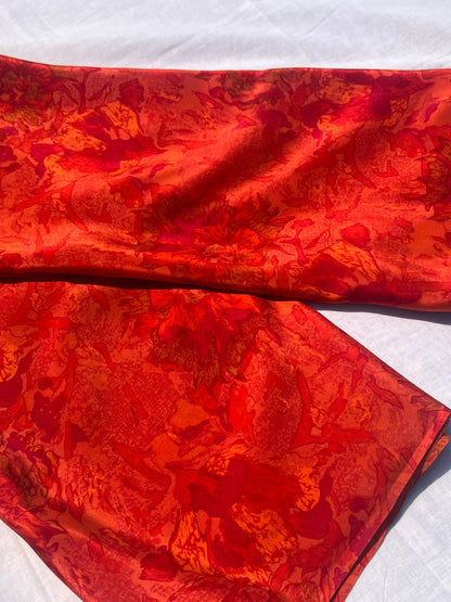 Bright red crepe silk saree