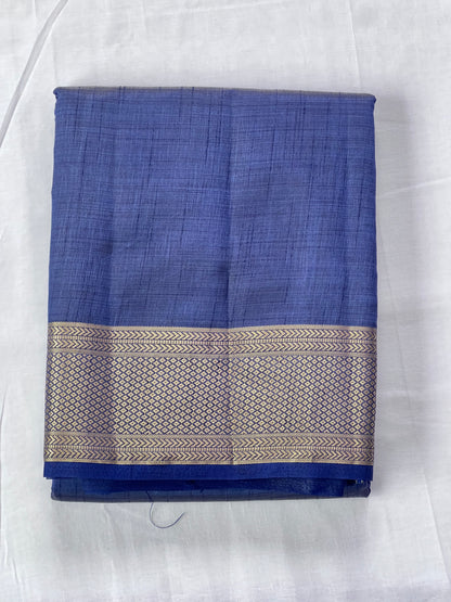 Plain Dark Blue Semi silk cotton saree