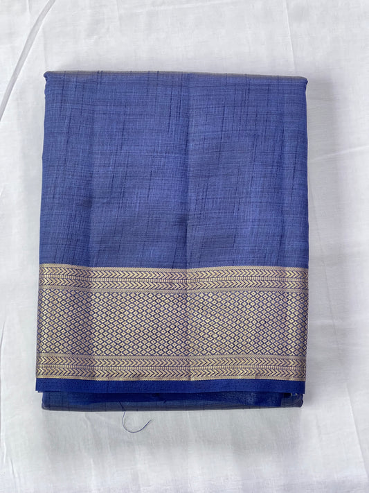 Plain Dark Blue Semi silk cotton saree