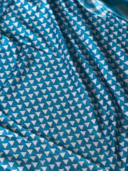 Semi Crepe Printed Saree – Blue