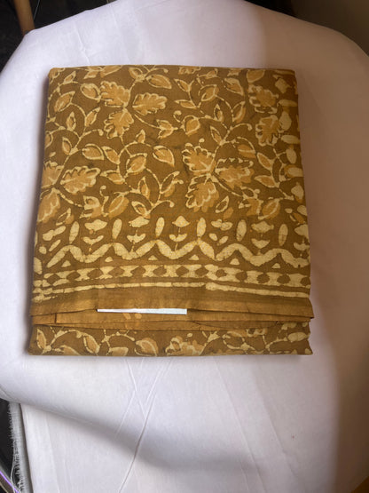 Mustard Jaipur cotton saree