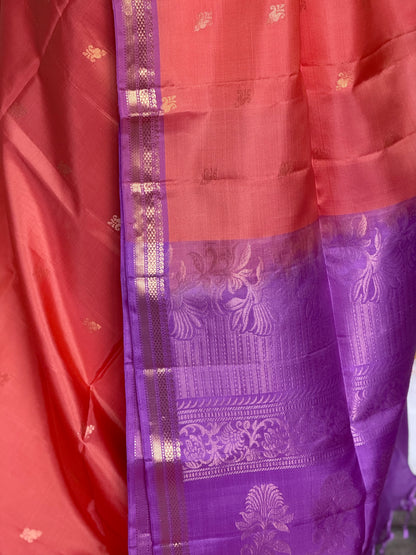 Soft Silk saree - Orange & Lavender