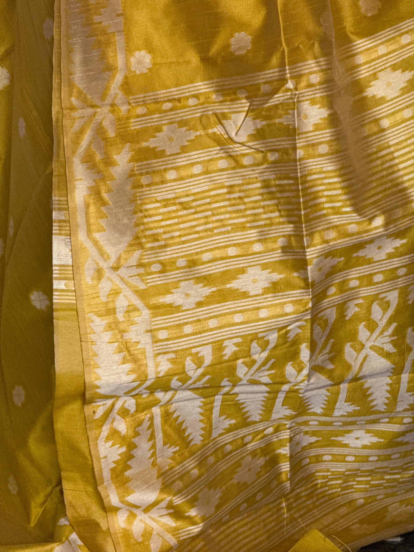 Yellow semi tussar saree