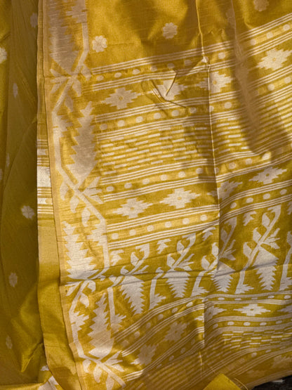 Yellow semi tussar saree