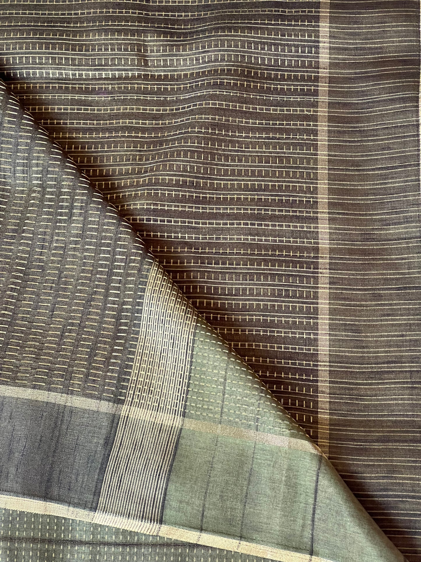 Dark green semi silk saree