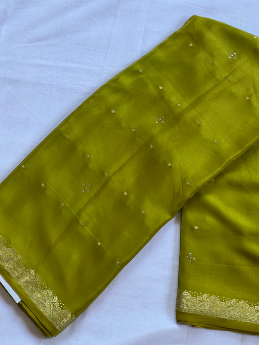 Light green crepe saree